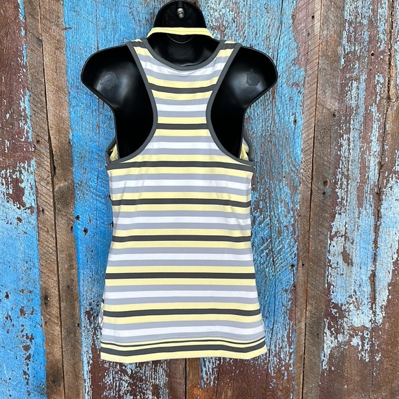 Lucy Spin Fusion Halter Yellow Striped Tank Top Size Large - Picture 3 of 5